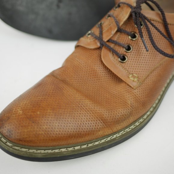 JOSEPH ABBOUD Men's 12 Brown pebbled embossed leather oxfords laced dress shoes - Picture 11 of 12